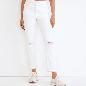 Madewell NWT The High-Rise Slim Boyjean Tile White